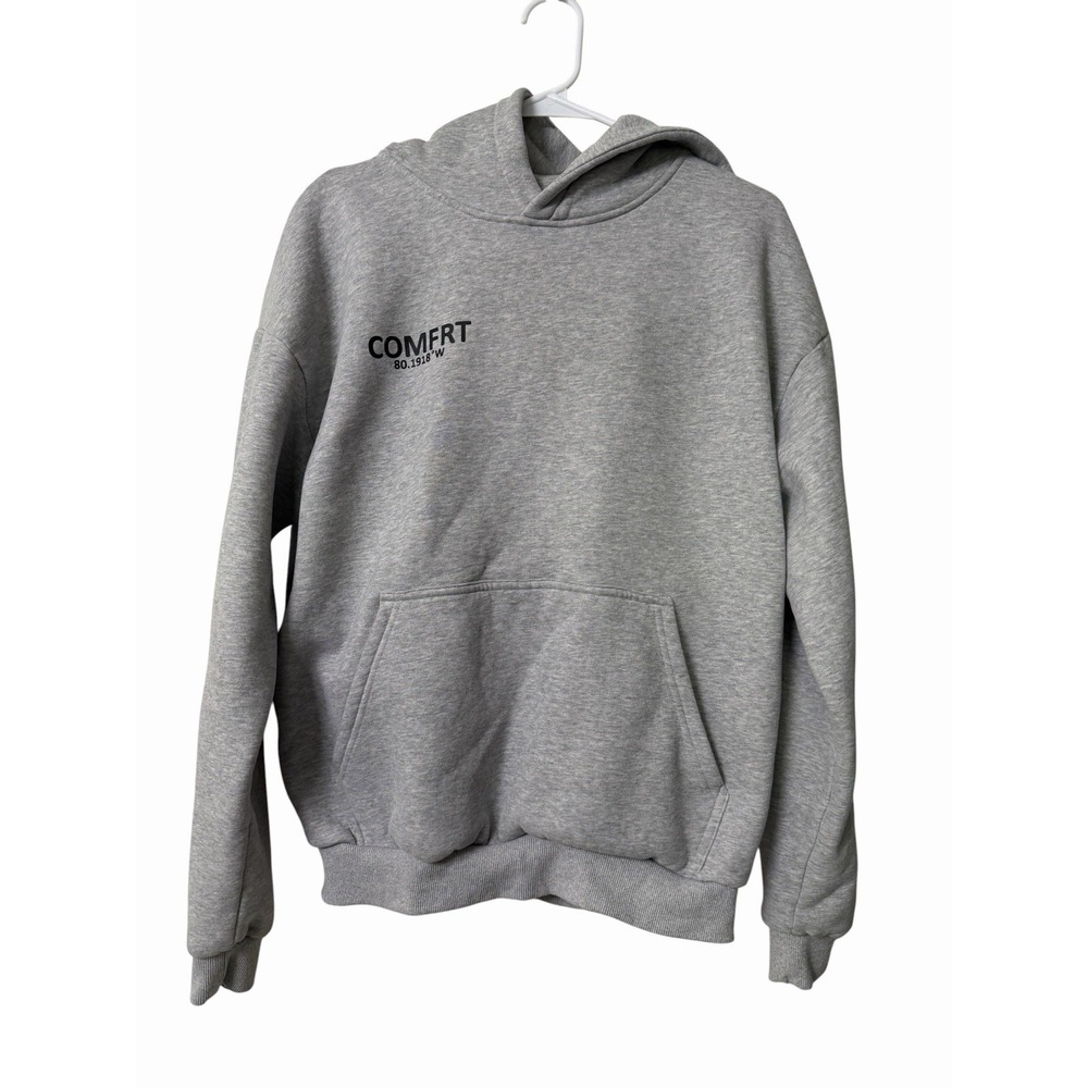Comfrt Gray Fleece Pullover Hoodie Sweatshirt Medium